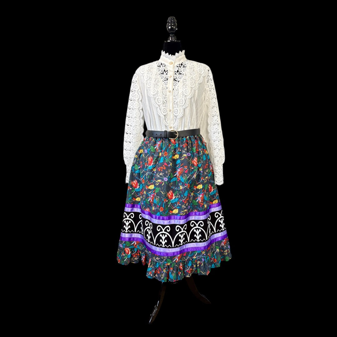 Fits up to 2x—Haudenosaunee Inspired Ruffle Skirt—31” Long+ A GIFT FROM ME, A CORN HUSK DOLL