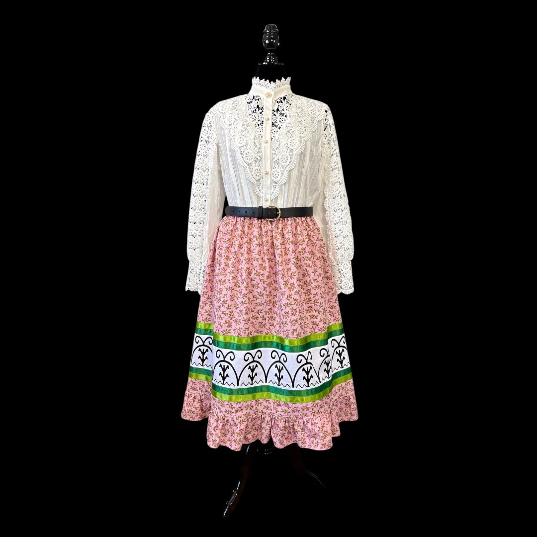 Fits up to 2x—Haudenosaunee Inspired Ruffle Skirt—31” Long