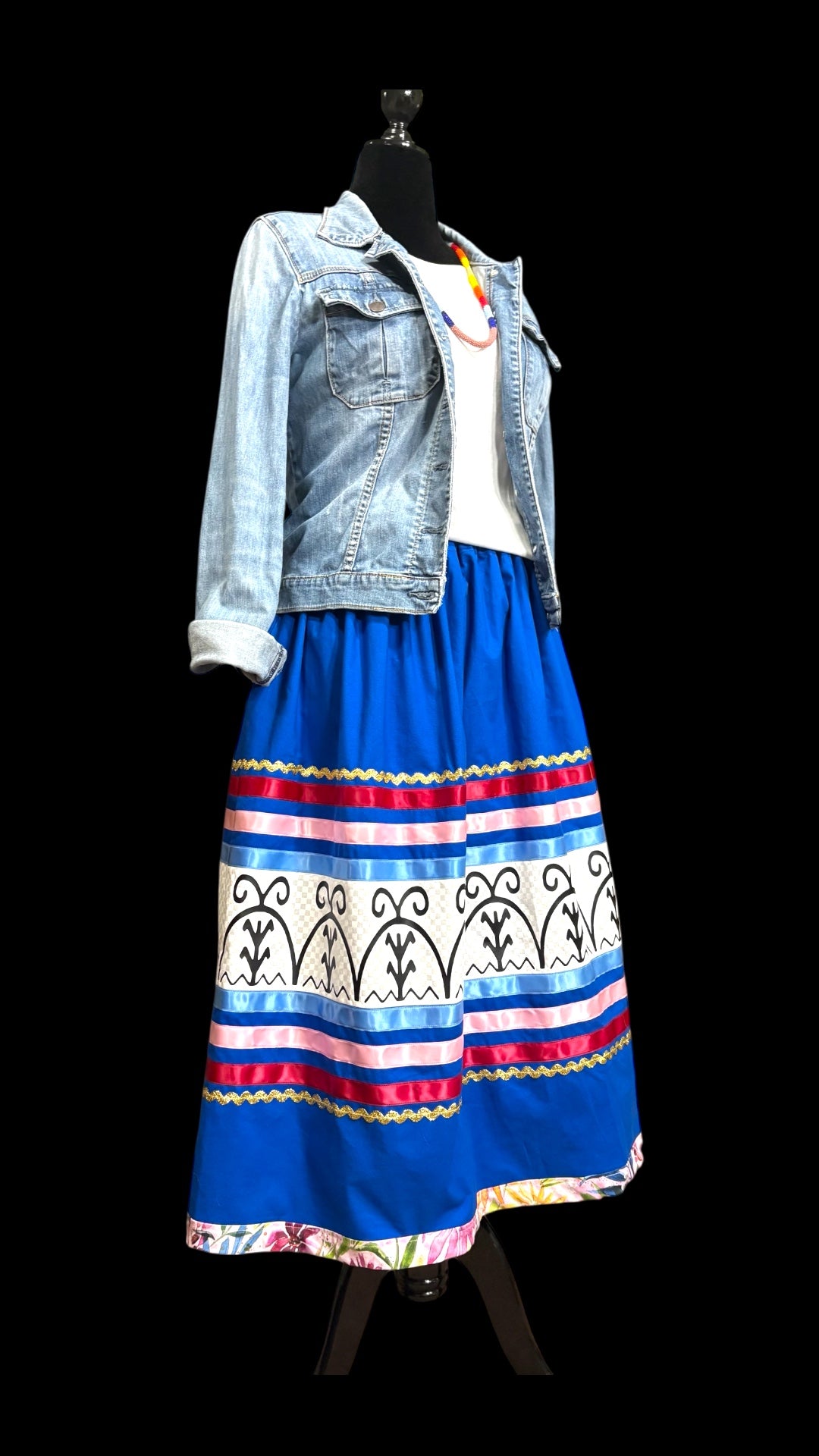 Fits up to 3x— Haudenosaunee Inspired Ribbon Skirt — Yonu•té• (Corn Mounds)