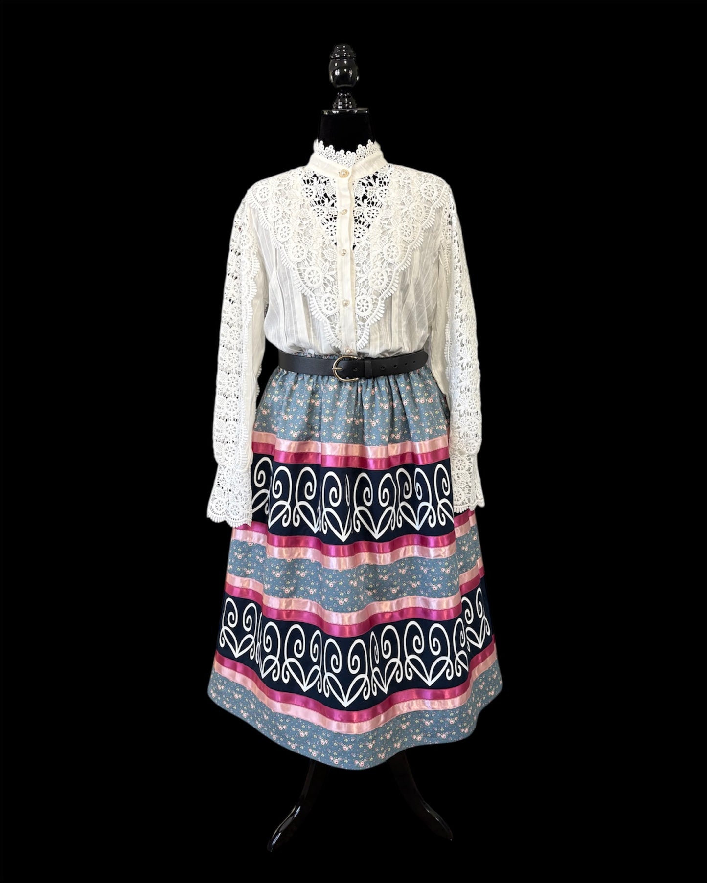 Small-1x Haudenosaunee Inspired Ribbon Skirt—Double Row
