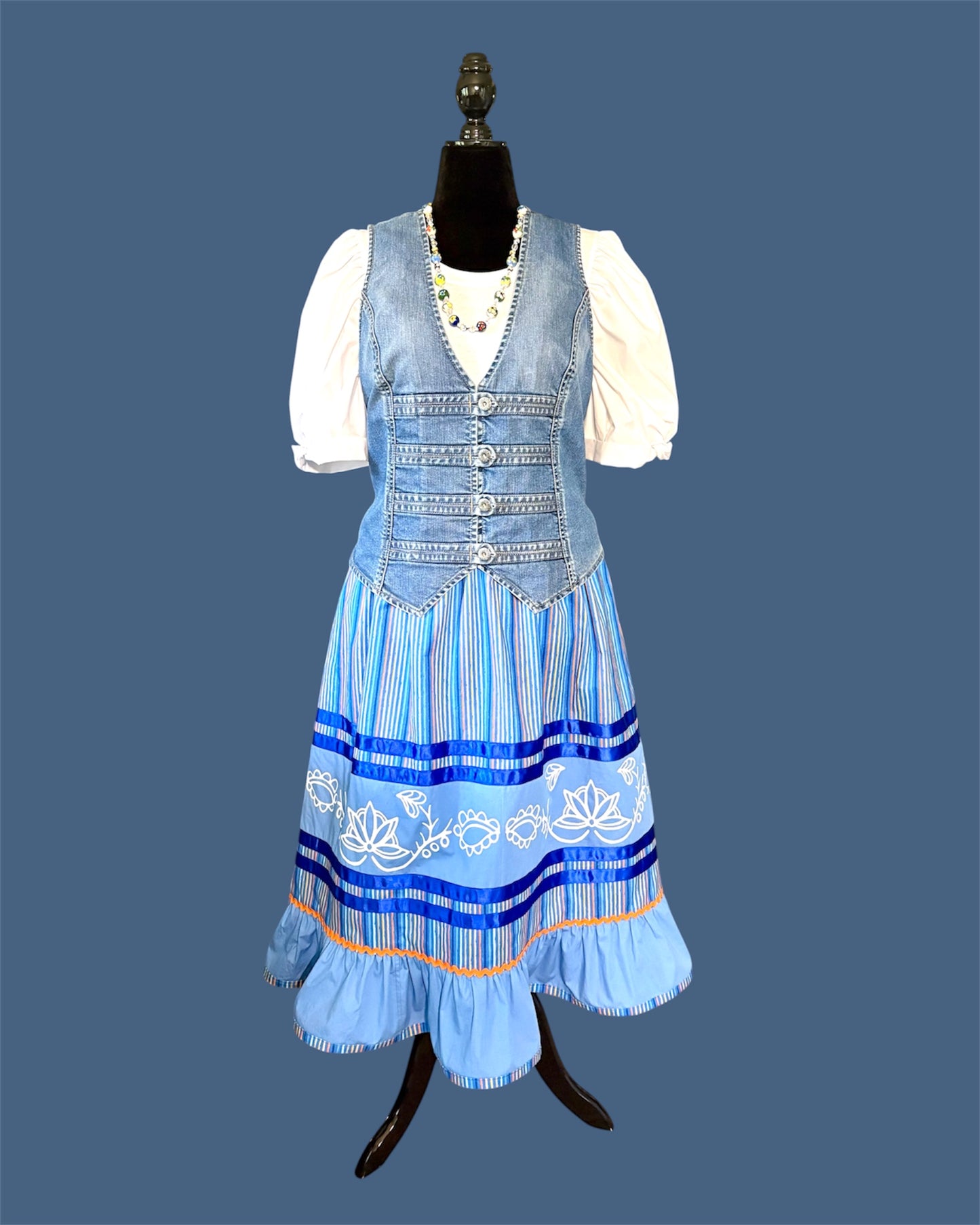 Fits up to 2x—Floral Ribbon Skirt with Ruffle