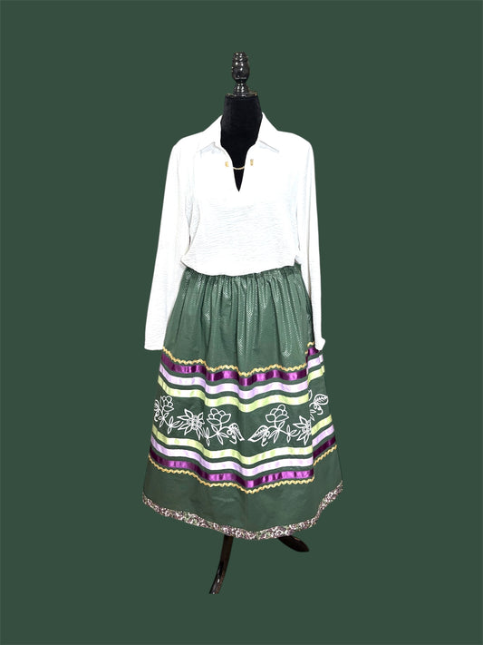Small-XL Ribbon Skirt— Florals