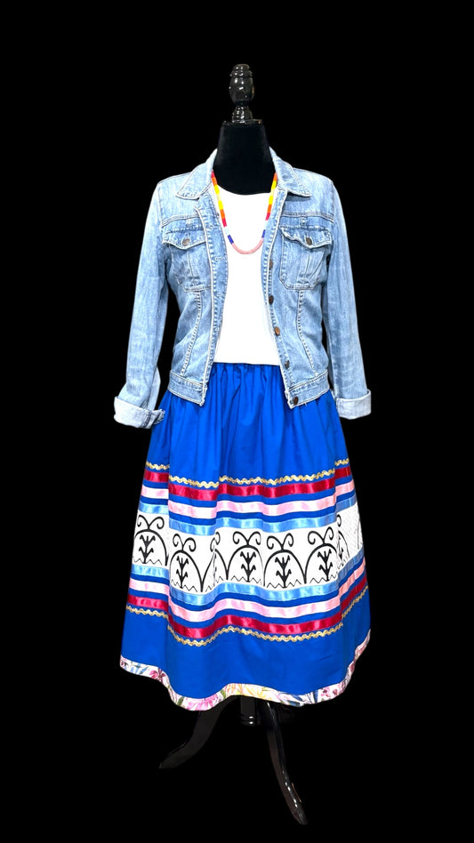 Fits up to 3x— Haudenosaunee Inspired Ribbon Skirt — Yonu•té• (Corn Mounds)