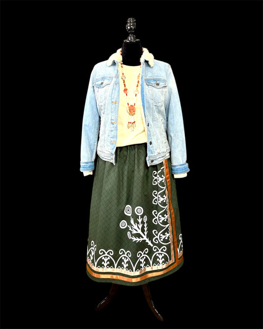 Fits up to 3x Haudenosaunee Inspired Faux Wrap Skirt