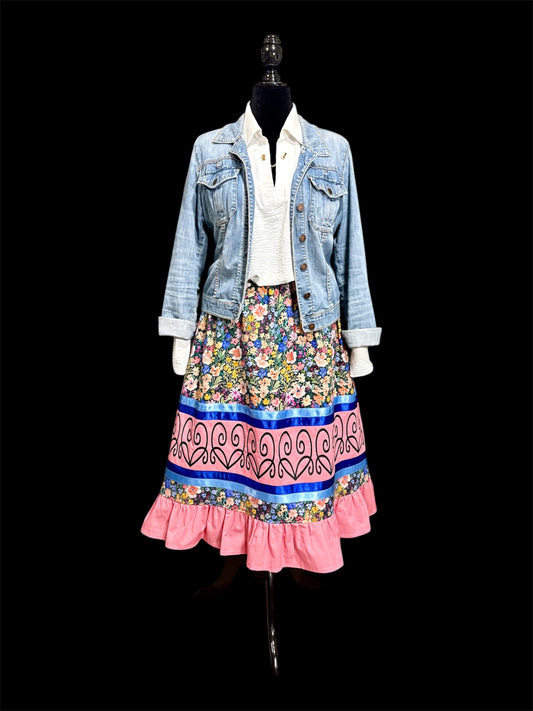 Fits up to 2x—Haudenosaunee Inspired Ruffle Ribbon Skirt—30” Long—