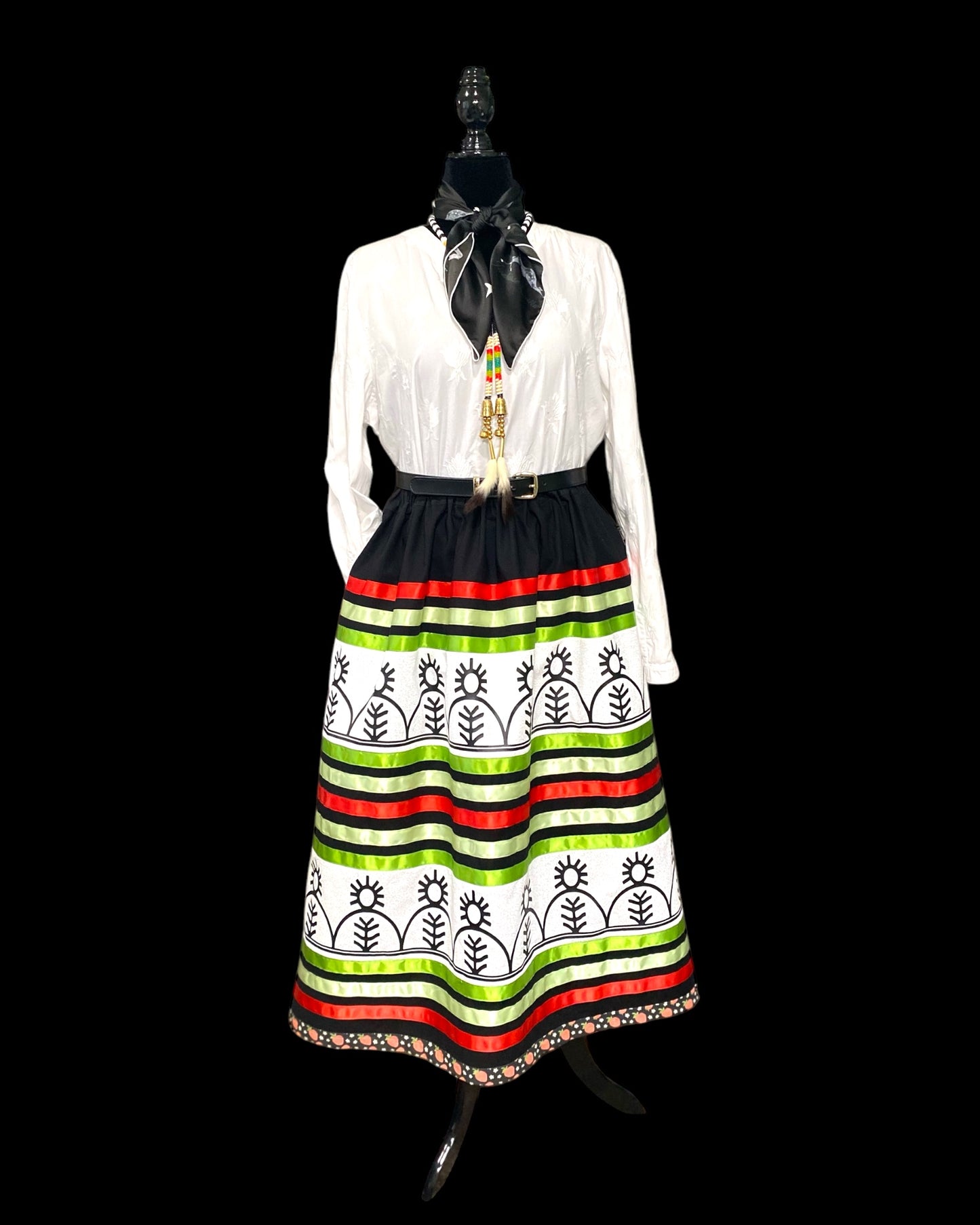 Double Row Haudenosaunee Inspired Ribbon Skirt (fits up to 3x)