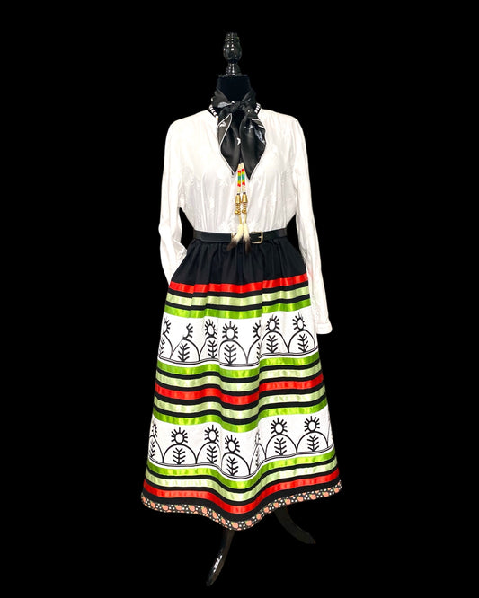 Double Row Haudenosaunee Inspired Ribbon Skirt (fits up to 3x)